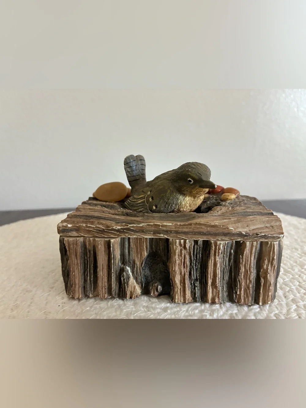 Decorative Brown Bird Nest trinket box - Neutral Accent